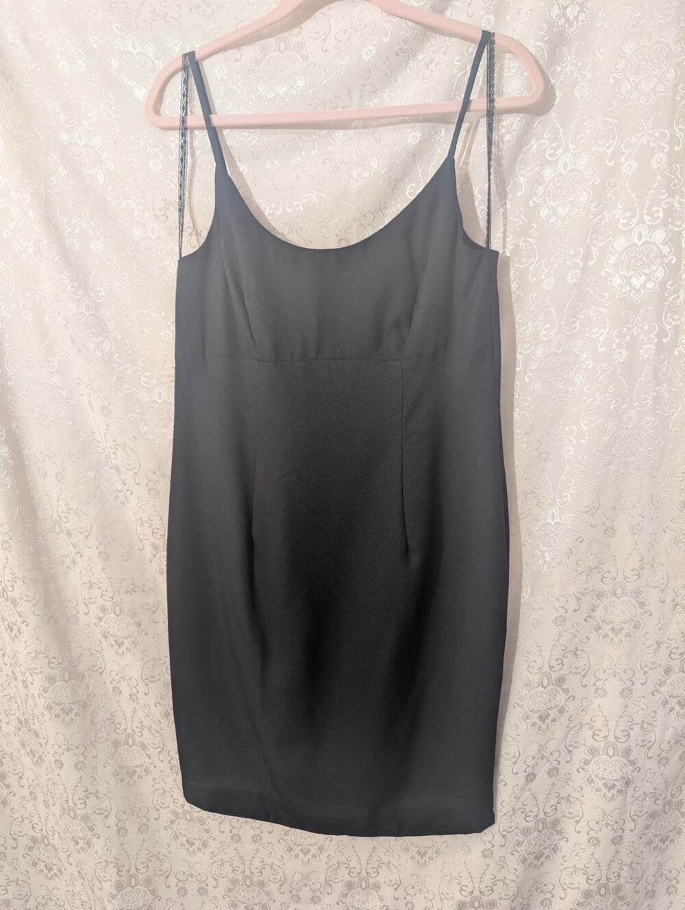 VTG 90s Moda International Black Slip Dress Made In USA